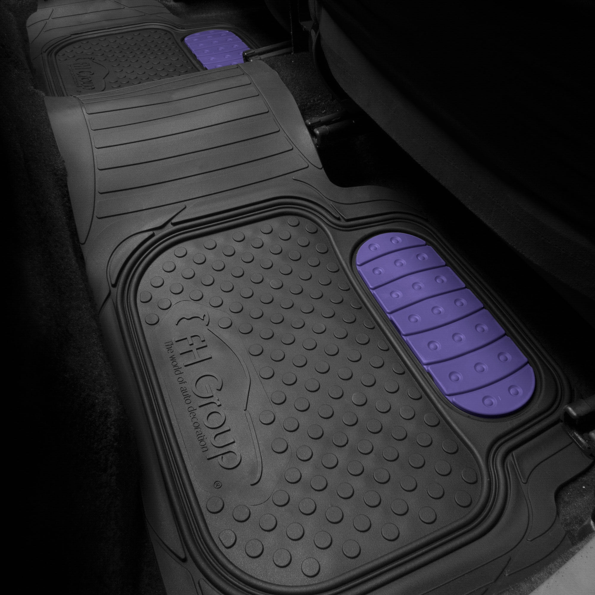 FH Group Climaproof Rubber Blue Car Floor Mats, Universal Fit 3pc Full Set with Air Freshener