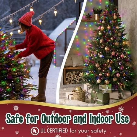 Stargo Warm Multi Color Christmas Tree Lights - 20 ft String of 105 Incandescent Mini Bulbs Multifunctional Lighting Modes, for Decorative, Bedroom, Outdoor, Xmas Twinkle Lights with Green Wire Total