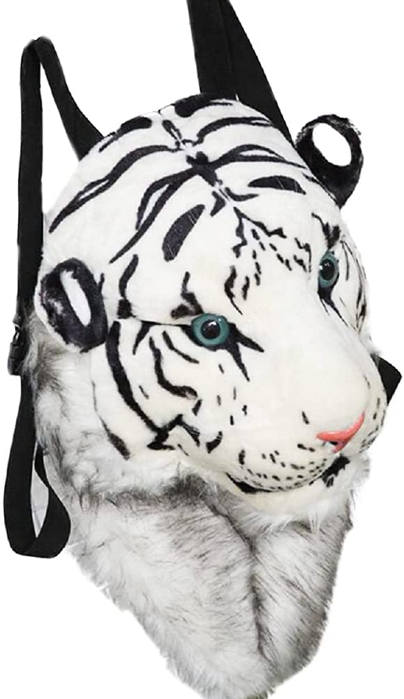 PIKADINGNIS Tiger head plush backpack children animal backpack soft
