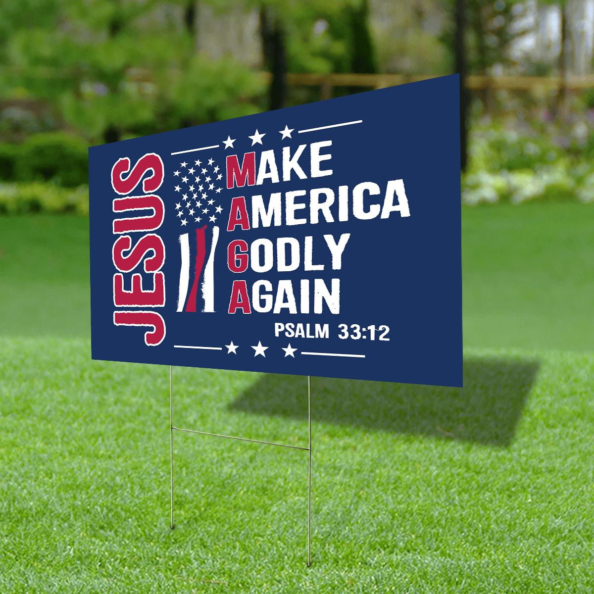 Lotusprinthandmade Make America God Again Patriotic Jesus Lovers Yard Sign 2 Sizes (18x12 inches)