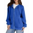 thumbnail image 2 of Inglocry Womens Zip Up Hoodies Oversized Fall Sweatshirts 2025 Cute Y2K Long Sleeve Fleece Jackets Winter Clothes With Pockets Royal Blue 2XL, 2 of 4