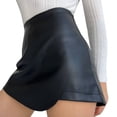 thumbnail image 1 of Wdgfv Womens PU Leather High Waisted Skorts Asymmetrical Slit Mini Skirt Shorts, 1 of 5