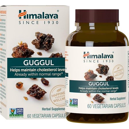 Himalaya Guggul Herbal Supplement, HDL & LDL Support, Liver Health, Liver Cleansing, Triglyceride Support, Bile Production, 720 mg, Non-GMO, Vegetarian, 60 Capsules, 1 Pack