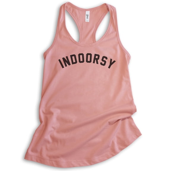 Indoorsy Tank Top, Ladies Racerback Tank, Homebody Introvert Stay Home Social Distancing Quarantine Tank, Desert Pink, XX-Large