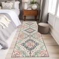 thumbnail image 4 of 2'x6' Rug Runners for Hallways Kitchen, Green Pink Boho Floral Non Slip Entryway Beside Floor Carpet Runner, Southwestern Ethnic Flowers Retro Laundry Room Bedroom Throw Rugs Mat for Family Pet, 4 of 8