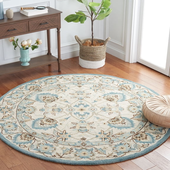 Safavieh Antiquity Jaki Oriental Wool Area Rug, Peacock/Blue, 6' x 6' Round
