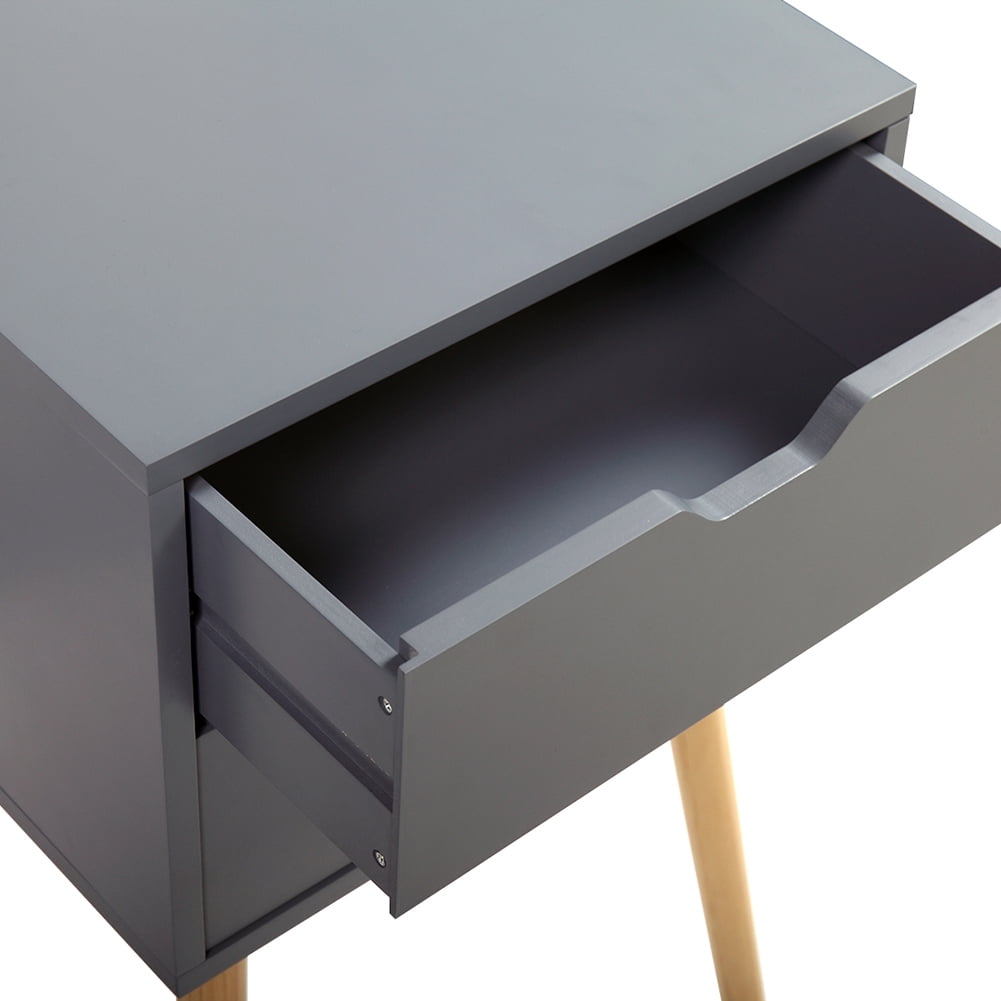 2PCS Bedside Cupboard Nightstand with Storage Drawer, Modern Assemble Storage Cabinet Bedroom Bedside Furniture, Gray 2PCS Bedside Cupboard Nightstand with Storage Drawer, Modern Assemble Storage Cabinet Bedroom Bedside Furniture, Gray