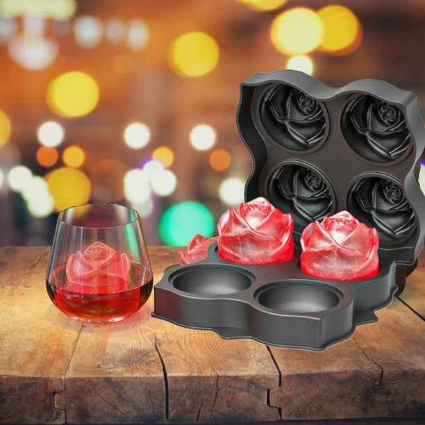 Fiudx Molde de Celosía para Hielo con Forma de Rosa, Bandeja Flexible de Silicona para Hielo, Diseño Único En Forma de Rosa, Perfecto para Whisky, Cócteles y Bebidas Mixtas, Versátil para Helado, Gel