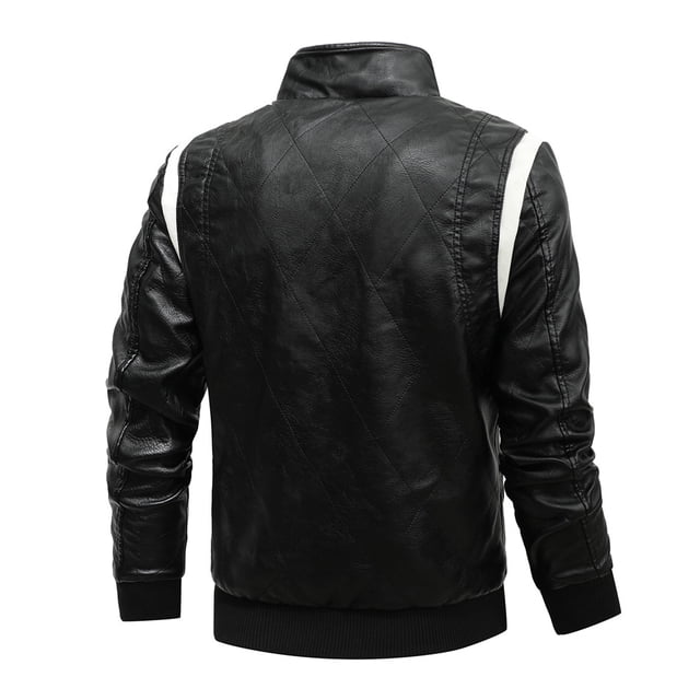 2021 nueva chaqueta de cuero de primavera para hombre, chaqueta de motocicleta con bordado de escorpión con capucha extraíble, chaquetas de cuero ajustadas para hombre AIOPESON Chaqueta de poliuretano