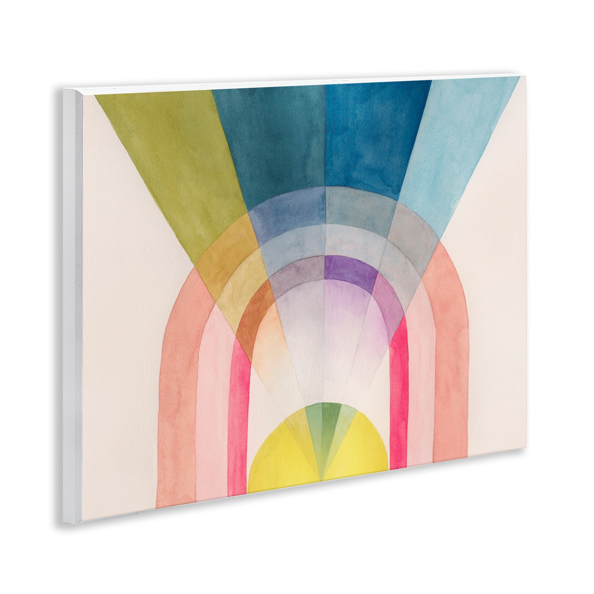 Stupell Industries Sun Rays & Rainbow Abstract Painting Unframed Art Print Wall Art, 14 x 11