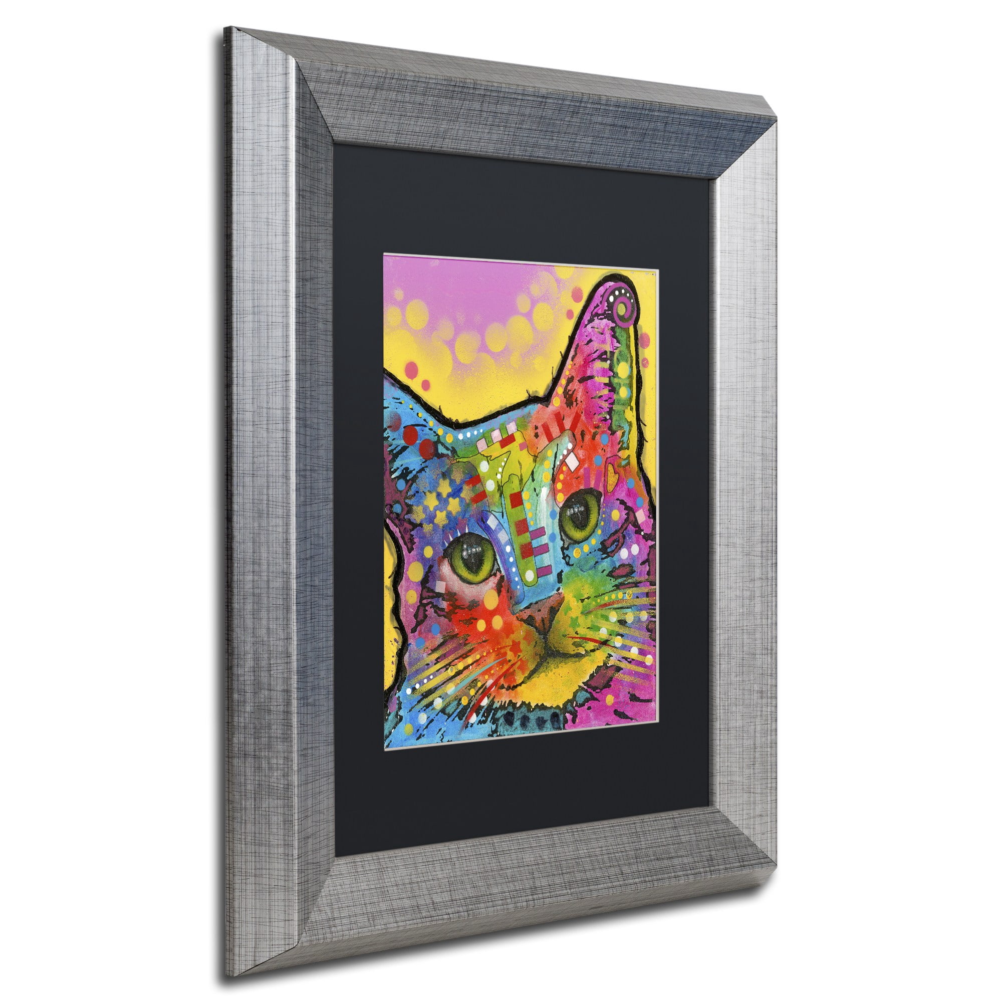 Trademark Fine Art "Tilt Cat" Canvas Art by Dean Russo, Black Matte, Silver Frame