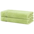 thumbnail image 1 of Toallas de baño suaves REGALWOVEN, juego de 2 toallas de baño de rayas ultra absorbentes para baño, color verde 28" x 56", 1 of 8