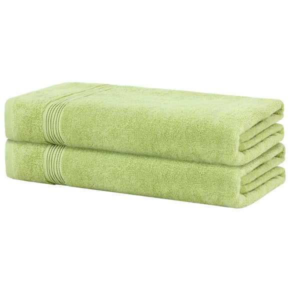 Toallas de baño suaves REGALWOVEN, juego de 2 toallas de baño de rayas ultra absorbentes para baño, color verde 28" x 56"