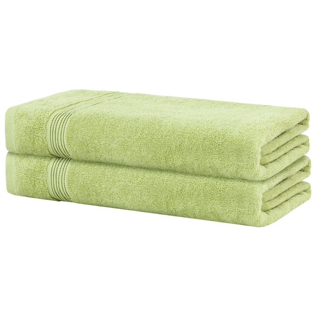Toallas de baño suaves REGALWOVEN, juego de 2 toallas de baño de rayas ultra absorbentes para baño, color verde 28" x 56"