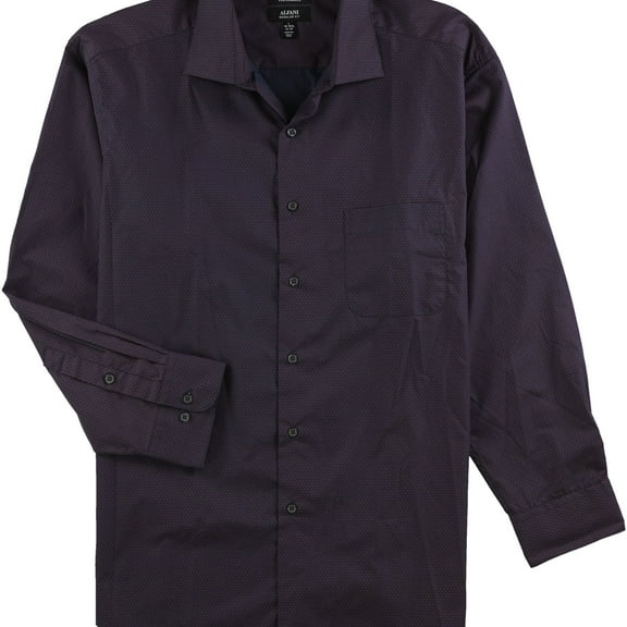 Alfani Mens Boldberry Double Circle Button Down Dress Shirt, Purple, 14"-14.5" Neck 32"-33" Sleeve