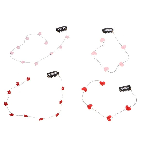 4pcs Handmade Streamline Hair Extensions Hair Clip Pins with Love Heart Bead DIY Hair Clip Headdress Hair Accessories