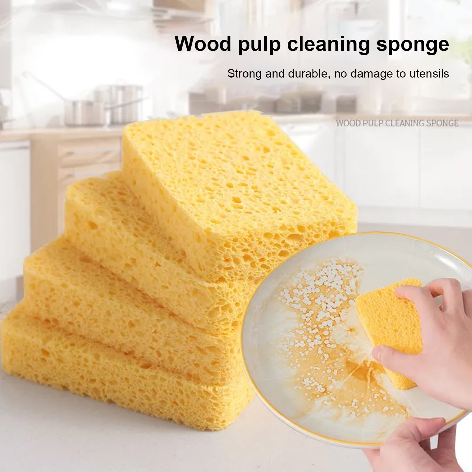 Clean Up 89992943 Scrub Sponge - 6L x 4W, Green/Yellow