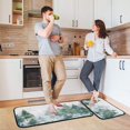 thumbnail image 6 of 2-Piece Kitchen Rugs Set Non-Slip Mats Carpet Floor for Kitchen, Bathroom (19.7"x27.6" & 19.7"x47.2") Green Snowy Forest Scene, 6 of 7