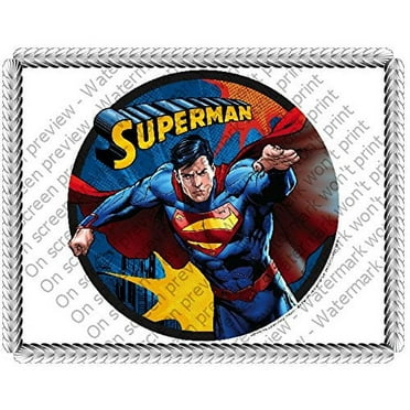 8" Round Superman Up and Away Edible Image Cake Topper