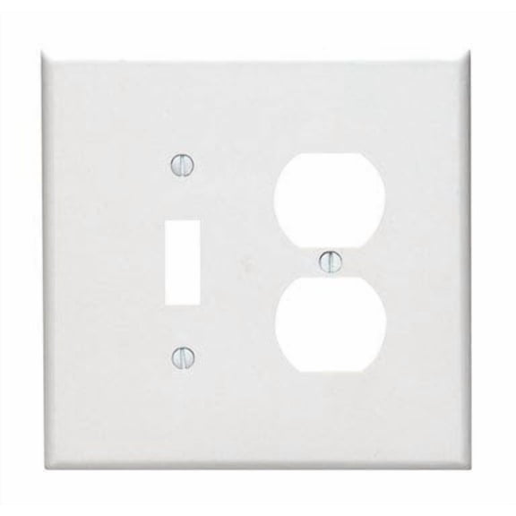 Leviton 001-88105-W Double Gang White Toggle & Duplex Receptacle Wallplate