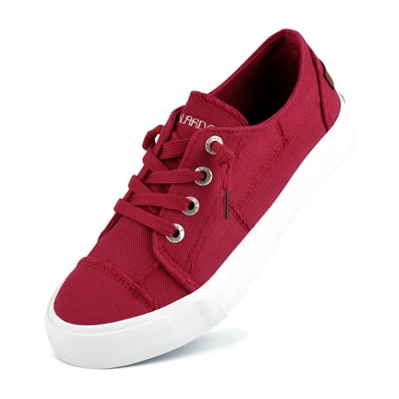 JENN ARDOR Women Canvas Sneakers Slip on Walking Flats Women Shoes Red size 6