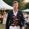 thumbnail image 3 of Yuyamidu The Union Jack Men's Suit Vest for Wedding Prom Business Formal Dress Waistcoat Vest with 3 Pockets Rose V-Neck Vests Size M, 3 of 7