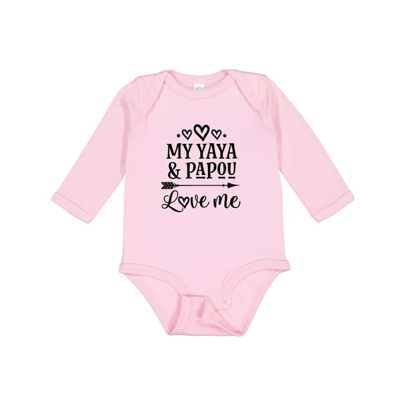 Inktastic My Yaya and Papou Love Me Girls Long Sleeve Baby Bodysuit