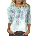 thumbnail image 2 of Tops for Women Plus Size 3/4 Sleeve Round Neck Print Casual T-shirt Multicolor L, 2 of 5