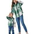 thumbnail image 5 of Seyurigaoka Women Parent-Kid Coat, Long Sleeve Lapel Plaid Velvet Shacket Party Buttons Cardigan, 5 of 5