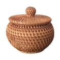 thumbnail image 4 of Cesta de ratán, cesta de mimbre con tapa, cuenco de mimbre, organizador decorativo tejido a mano, multiusos para la decoración del baño del hogar frasco, 4 of 8