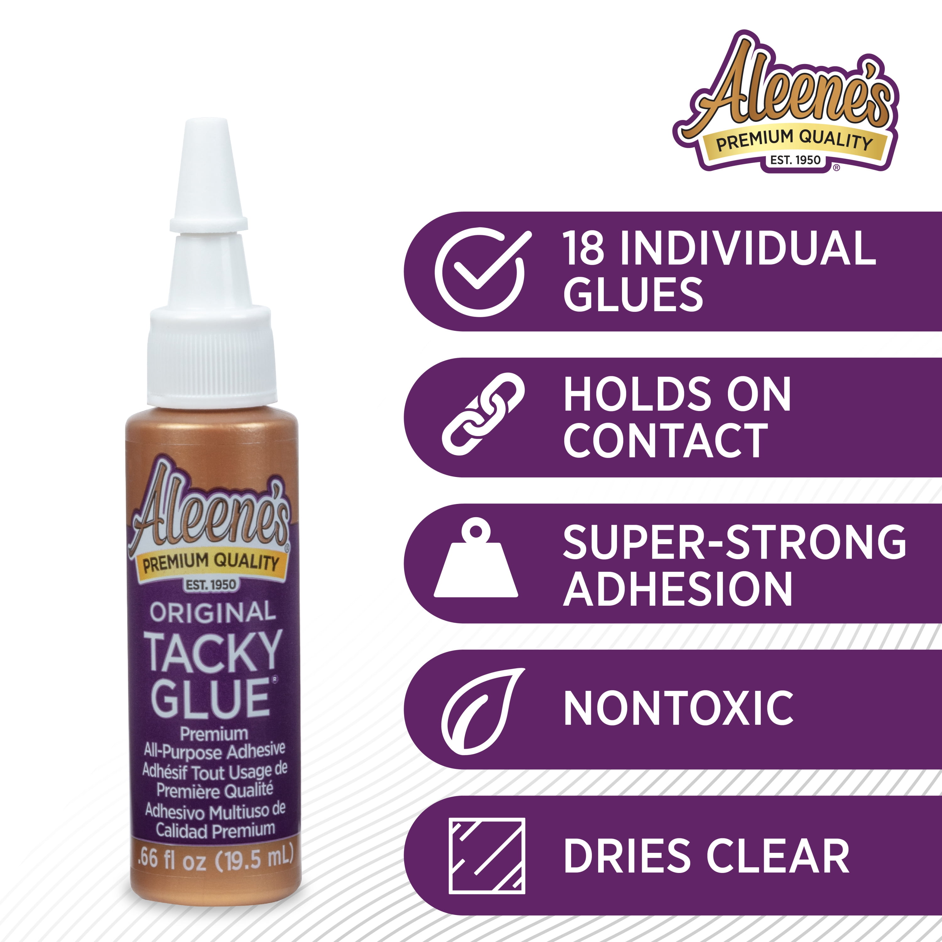 (3 pack) Aleene's Original Tacky Glue 0.66 fl oz, White Premium All-Purpose Adhesive Travel Size