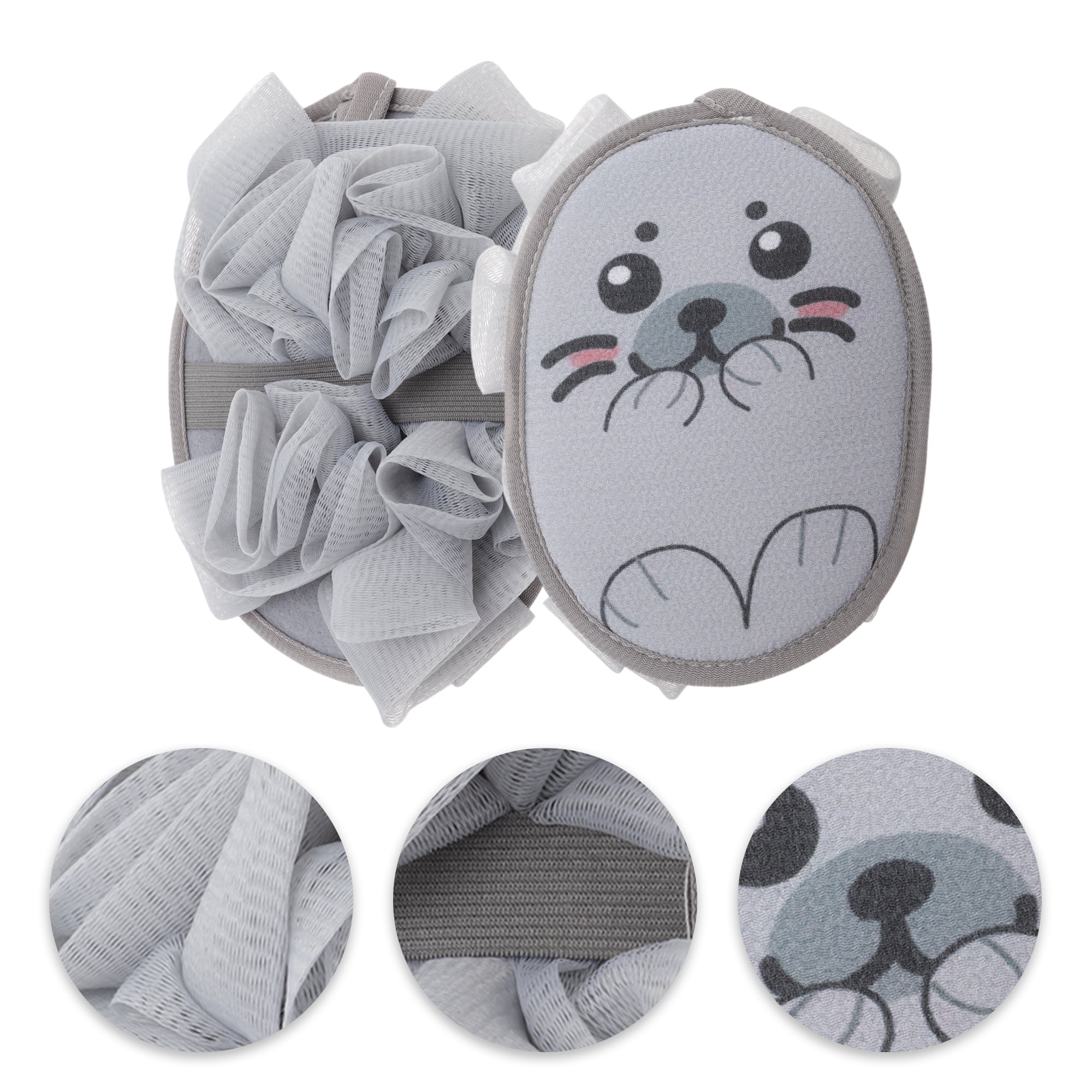 Unique Bargains Cartoon Bath Shower Loofah Sponge Gray 1 Pc