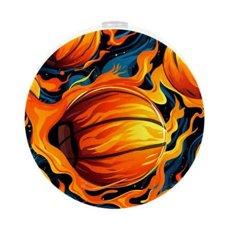 

Basketball Led Round Night Light-2pcs Dimmable Plug-in Mini Wall Lamp with Auto Sensor for Bedroom Bathroom Hallway Kitchen Stairway Energy Efficient Warm White Glow