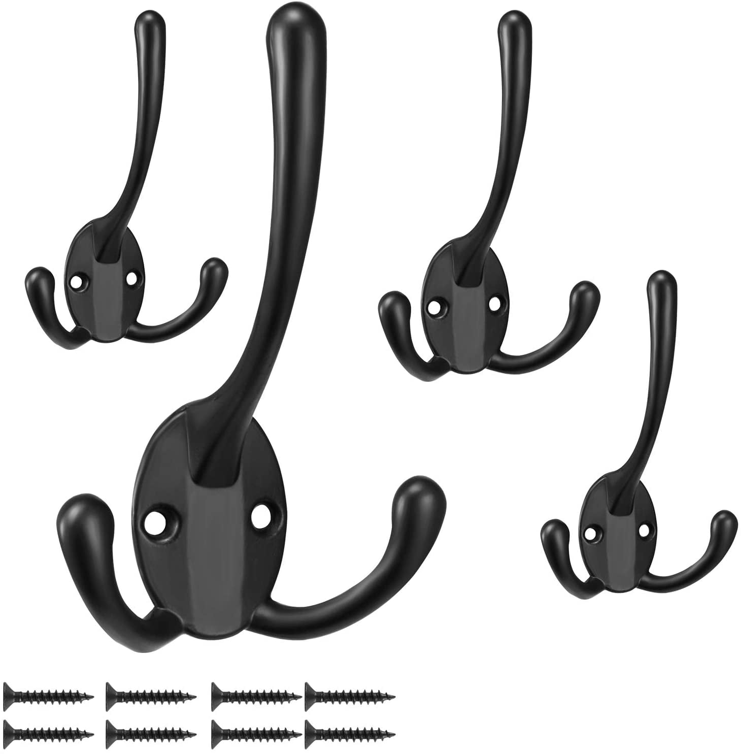 Coat Hooks 4 Pack,Heavy Duty all Mounted Hardware Tri Prong Retro Coat