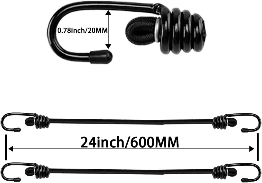 24 Inch Bungee Cord with Hooks, NOGIS 4 Pack Superior Rubber Heavy Duty Straps Strong Elastic Rope for Outdoor Tent, Luggage Rack, Camping, Cargo, RV, Bike, Transporting, Storage