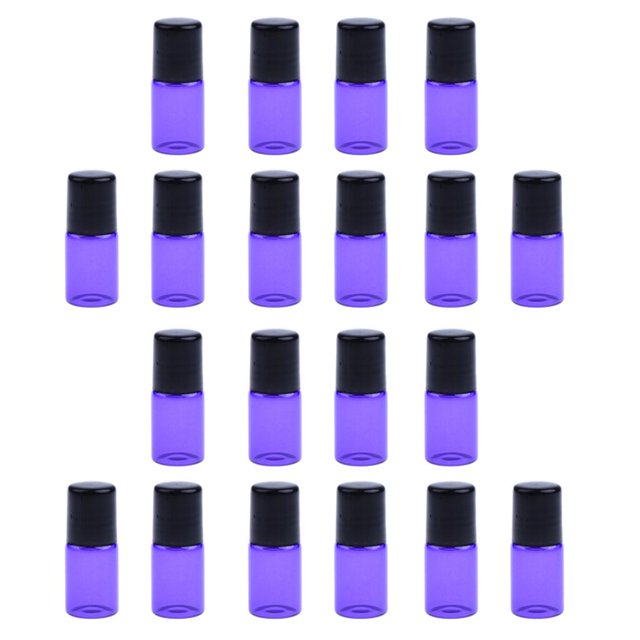 20 Piezas de Vacío Recargable en Envases de Botellas para Aceite Esencial Perfume Maquillaje Cosmético Púrpura Claro - Púrpura 1ML Salvador Roll On Botellas