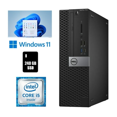 Restored Dell OptiPlex 7050 SFF Core i5 Desktop Computer 16GB RAM 240GB SSD Windows 11 Pro Wi-Fi