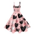 thumbnail image 4 of LWavelet 2026 Valentine's Sweet Short Sleeve Dress, Women's Love Heart Rose Print Fitted A Line Flowy Casual Sundresses Pink M, 4 of 4