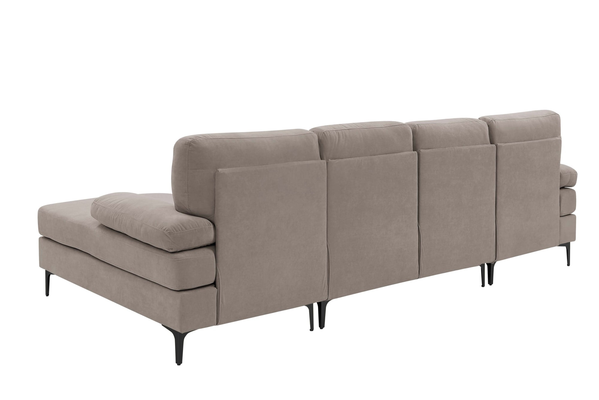Jopath U-Shaped Sectional Sofa, 4-Seat Convertible Modular Sofa with Double Chaise Lounge,Blend Fabric Upholstered Sofa Couch with Metal Legs for Living Room,Apartment,khaki