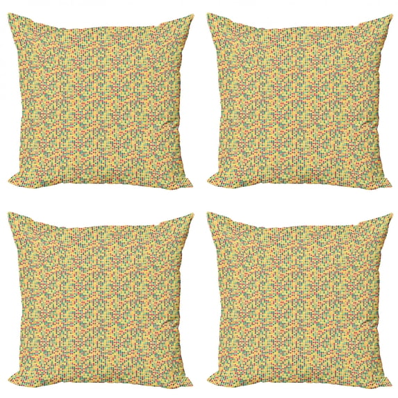 Ambesonne Geometric Throw Pillow Cover 4 Pack, Gummy Candy-Like, 16", Multicolor