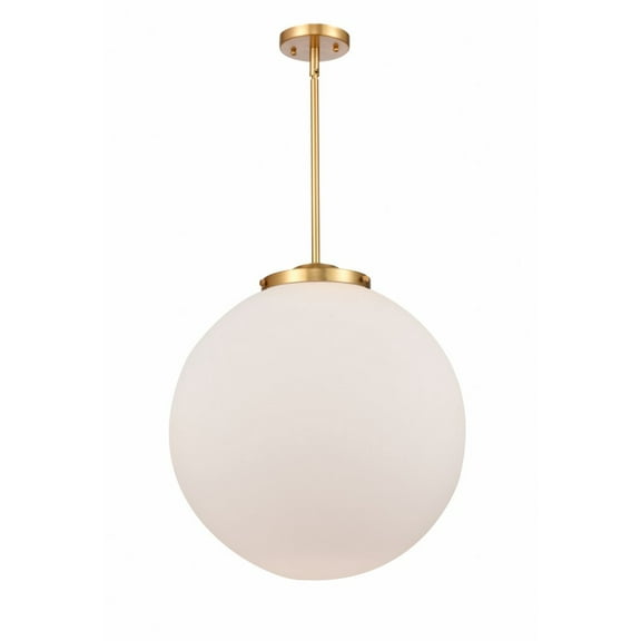 221-1S-SG-G201-18-Innovations Lighting-Beacon - 1 Light Pendant In Industrial Style-19 Inches Tall and 18 Inches Wide-Satin Gold Finish-Matte White