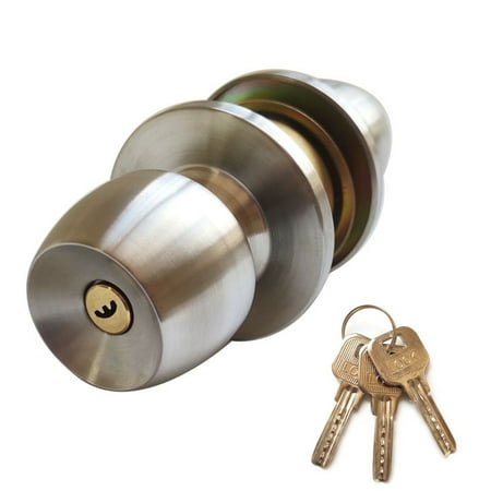Labymos Door Knob Lockset with 3 Keys Round Ball Style Handle Bedroom ...
