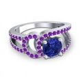 thumbnail image 3 of Diamond-Capitals 2.50 Carat Round Cut Blue Sapphire & Amethyst Gemstone Sparkle Engagement Ring for Ladies Solid 14K White Gold Size 4, 3 of 8