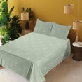 thumbnail image 2 of Ambesonne Art Deco Fitted & Flat Sheet with Shams 4 Pcs Set, Pale Green Classic Scales, Full, Pale Green and White, 2 of 5