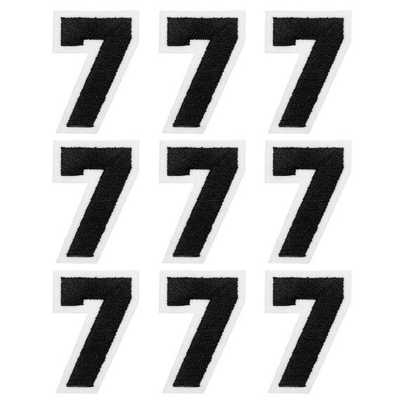 Uxcell Iron on Number Patches 2" Number 7 Embroidered Patch (Black, Pack of 9)
