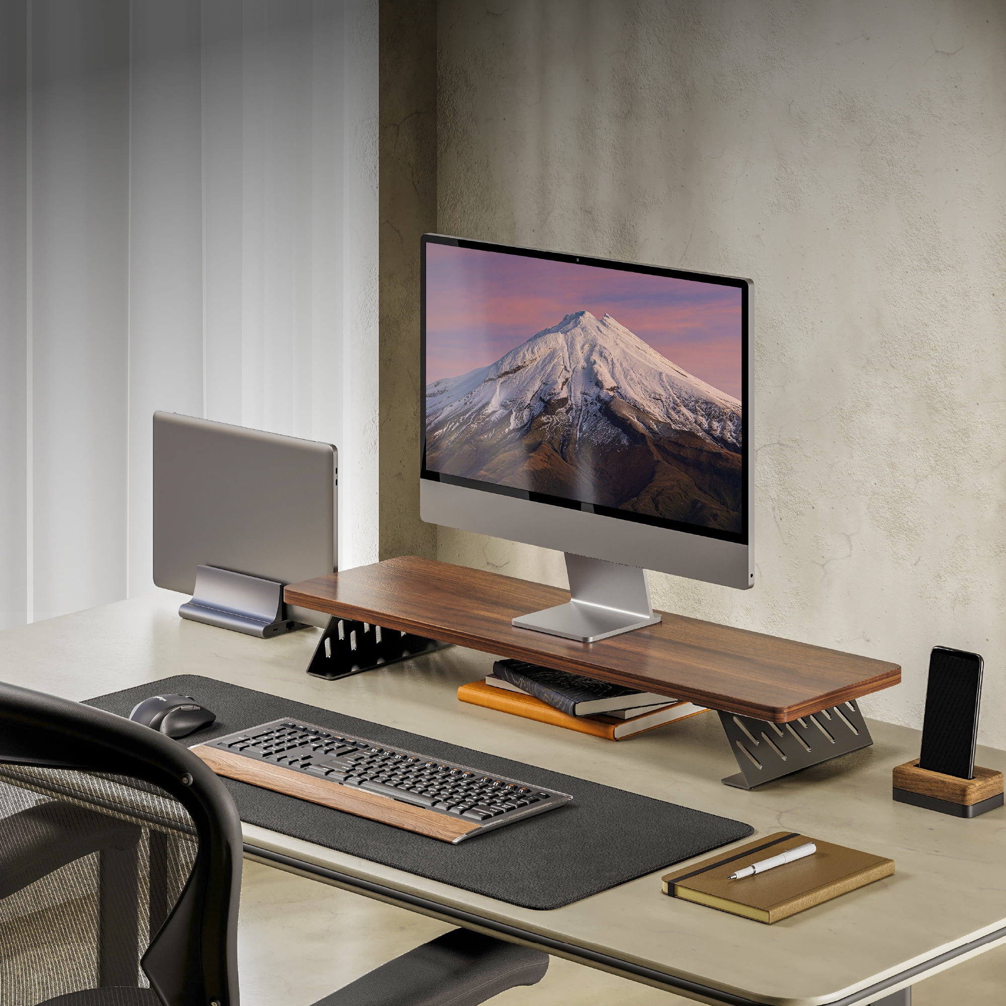 Fenge Dual Monitor Stand Riser, 31.5 inch Long Monitor Stand for Desk