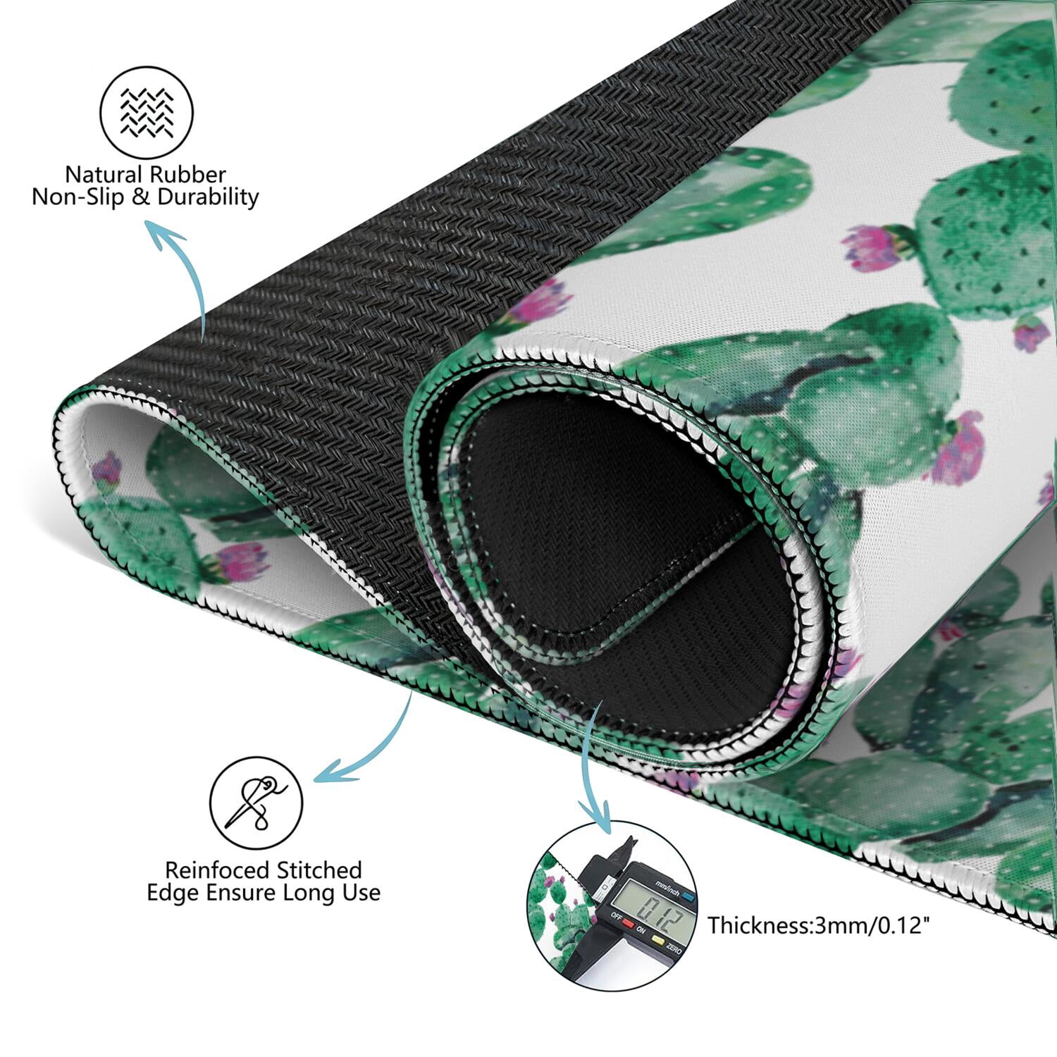 Botanical Pattern Mahjong Mat 31.5x31.5 Inches Crafted from Premium Rubber with Anti-Slip Grip Surface and Noise Dampening Features for Tiles Cards Games