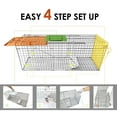 thumbnail image 4 of Collapsible Animal Trap Cage 32"x12"x10" Humane Catch and Release Steel Cage Foldable, 4 of 8
