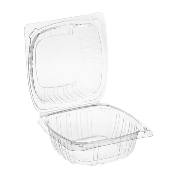 Watson Distributing 6" x 6" x 3.5" Clear 1-Compt Pet Hinged-Lid Container 200/Case