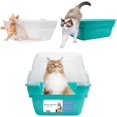 thumbnail image 5 of Litter Box, Large Foldable  Hooded  Litter Box with Transparent Lid (Teal), 5 of 6